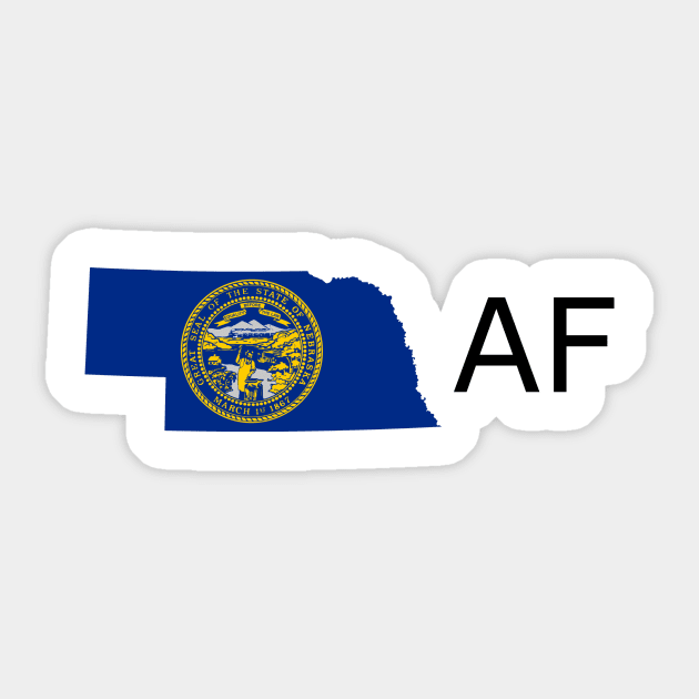 Nebraska Flag State Outline AF (black) Sticker by Big Term Designs